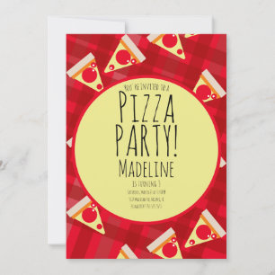 Convite de Aniversário Ousado para Festa de Pizza 