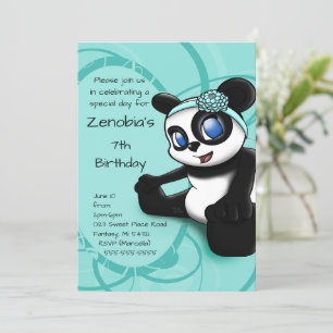 Convite de aniversário Panda Cute