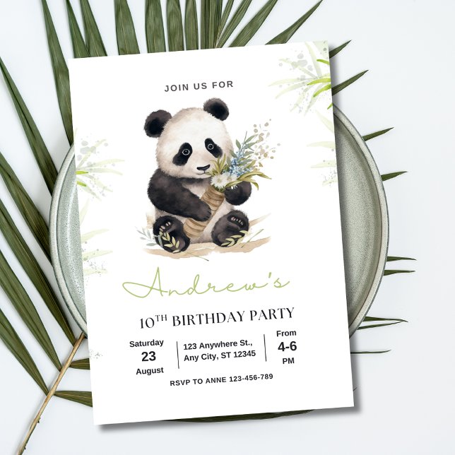 Convite de aniversário Panda, Festa de aniversário (Criador carregado)