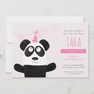 Convite de Aniversário Panda Rosa