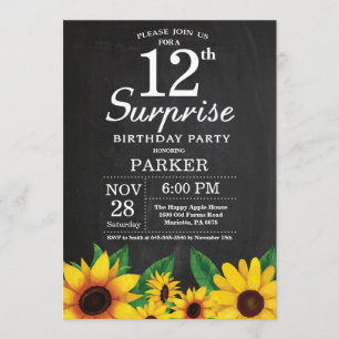 Convite de Aniversário para 12 de Surpresa de Gir