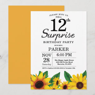 Convite de Aniversário para 12 de Surpresa de Gir