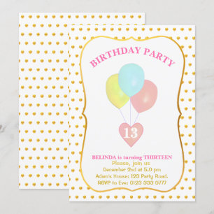 Convite de Aniversário para 13 de Coração e Bal
