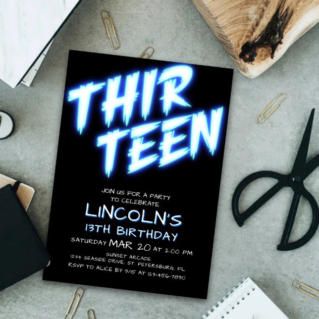 Convite de aniversário para 13 de Piscina de Neon  (Criador carregado)