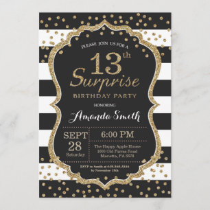Convite de Aniversário para 13 de Surpresa. Brilh