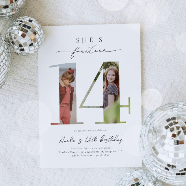 Convite de aniversário para 14 de Foto (Criador carregado)