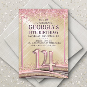 Convite de Aniversário para 14 de Rosa de Glam Dou