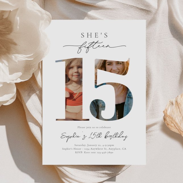 Convite de aniversário para 15 de Foto (Criador carregado)