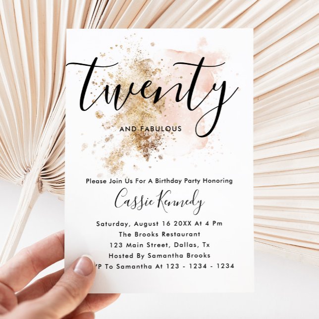 Convite De Aniversário Para 20, Rosa E Dourada (Criador carregado)