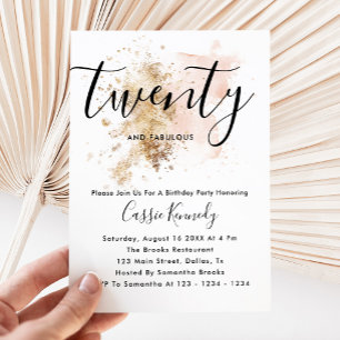 Convite De Aniversário Para 20, Rosa E Dourada