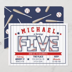 Convite de aniversário para 5 de Baseball