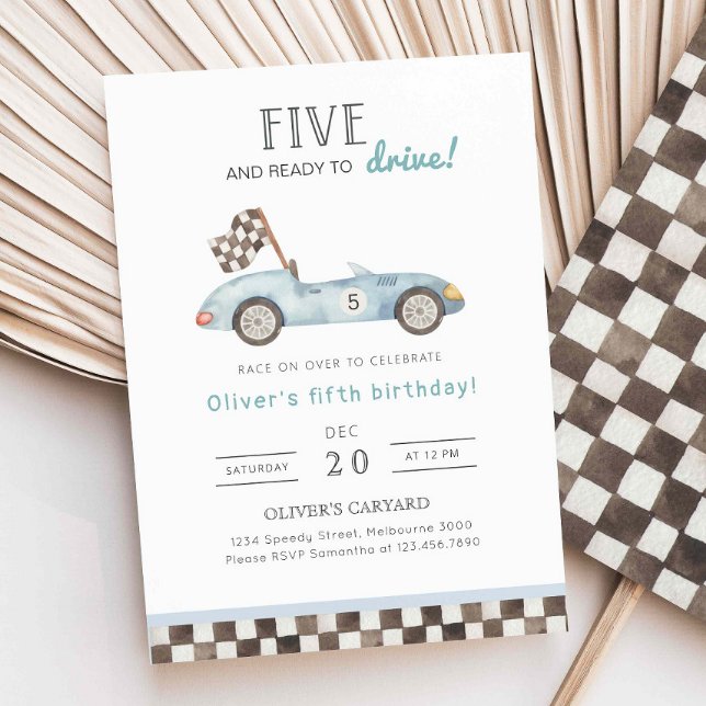 Convite de Aniversário para 5 de Corrida, 5 de Car (Criador carregado)