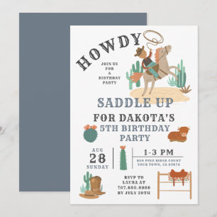 Convite de Aniversário para 5 de Garoto de Cowboy