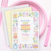 Convite de Aniversário para 5 Doce