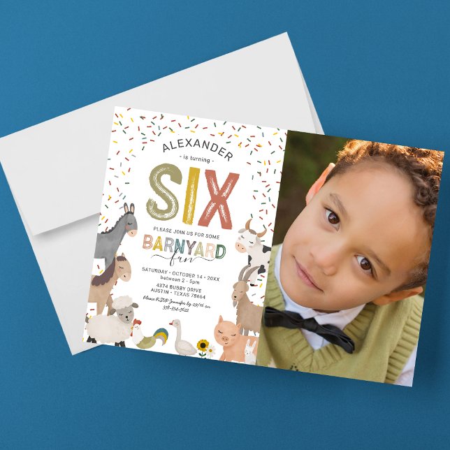 Convite de aniversário para 6 de Fazenda de  de Ba (Criador carregado)