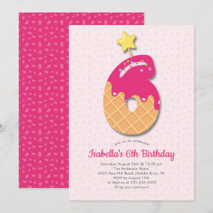 Convite de aniversário para 6 de Sorvete doce