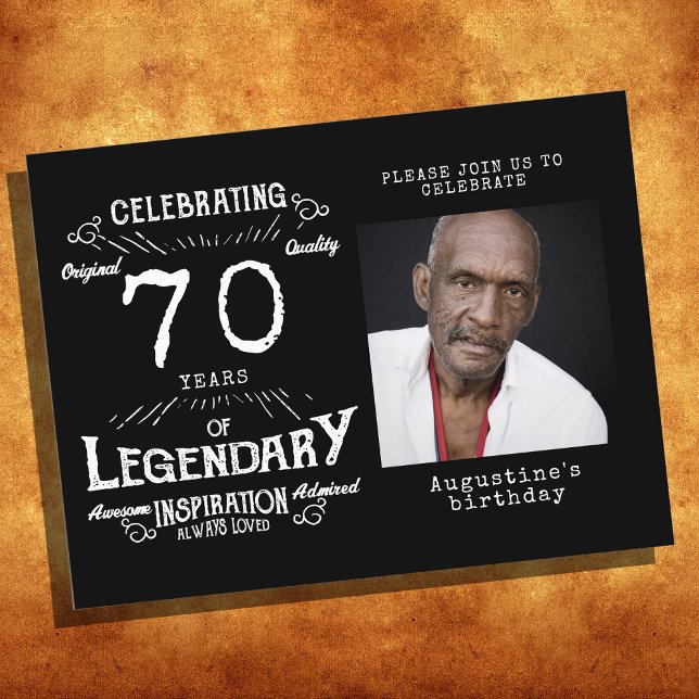 Convite de aniversário para 70 Birthday Photo Blac (Criador carregado)