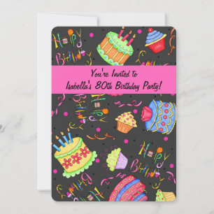 Convite de Aniversário para 70 de Bolo Quente Pret