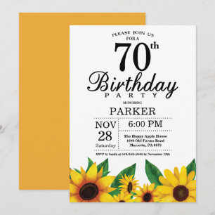 Convite de Aniversário para 70 de Girassol