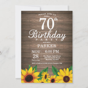 Convite de Aniversário para 70 de Girassol Russo