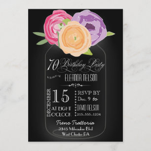 Convite de Aniversário para 70 de Mason Jar Chalk