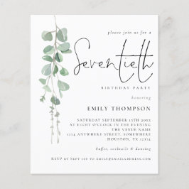 Convite de Aniversário para 70 de Script Eucalyptu