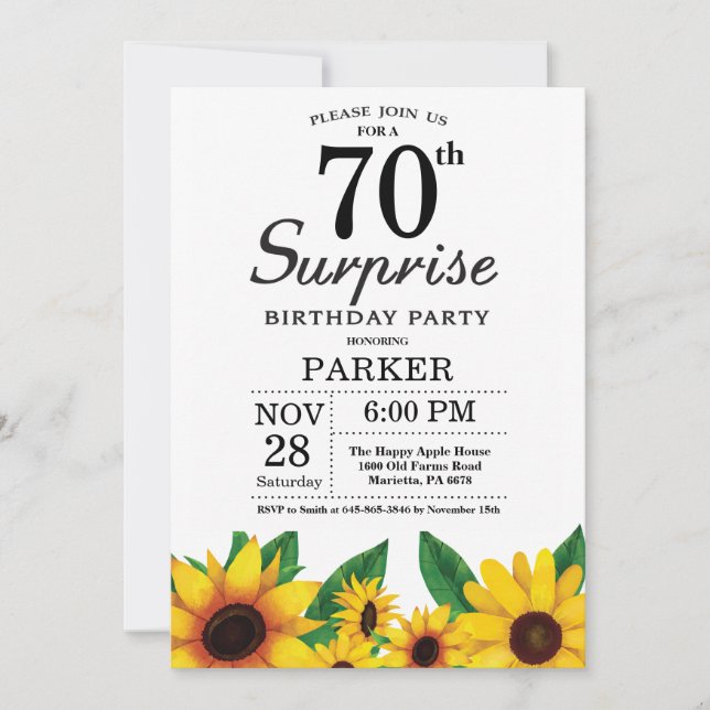 Convite de Aniversário para 70 de Surpresa de Gira (Frente)