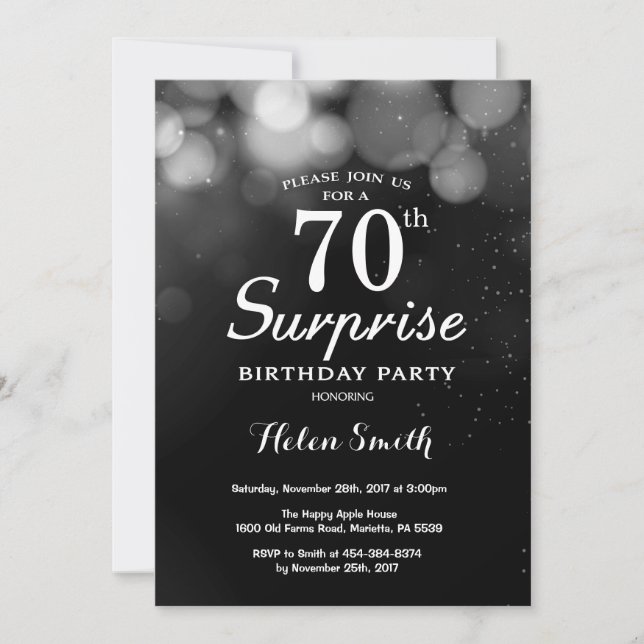 Convite de Aniversário para 70 de Surpresa de Silv (Frente)