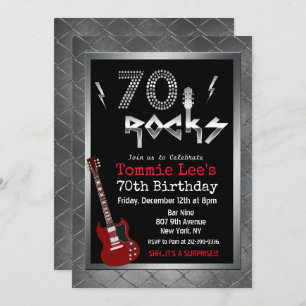 Convite de Aniversário para 70 de Violão Rockstar 