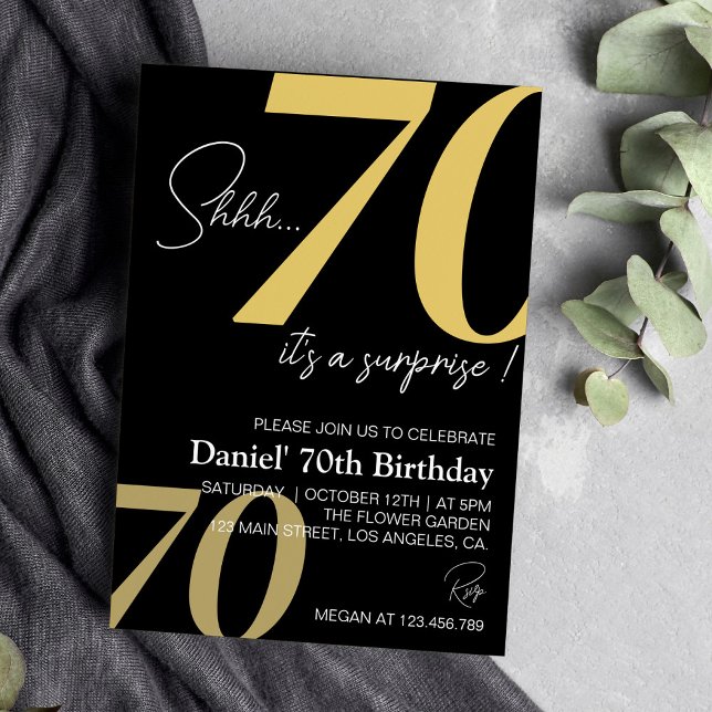 Convite de Aniversário para 70 minimalista moderno (Criador carregado)