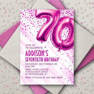 Convite de Aniversário para 70 Rosa