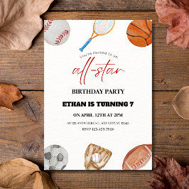 Convite de Aniversário para 7 de Esporte All-Star 