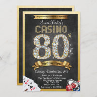 Convite de Aniversário para 80 de Casino Poker