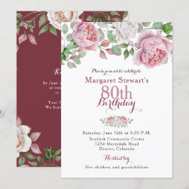 Convite de Aniversário para 80 de Rosa de País Ros