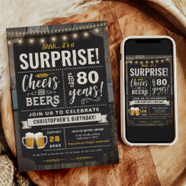 Convite de Aniversário para 80 de Saúde e Cervejas