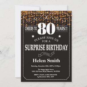 Convite de aniversário para 80 de Surpresa Dourada