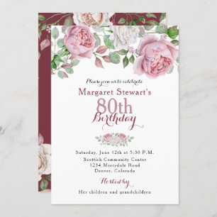 Convite De Aniversário Para 80 Rosa De De País Ros