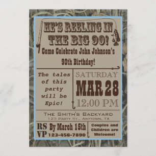 Convite de Aniversário para 90 de Pesca com Camo