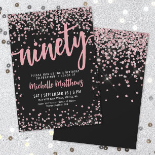 Convite de Aniversário para 90 de Rosa Dourado Ele