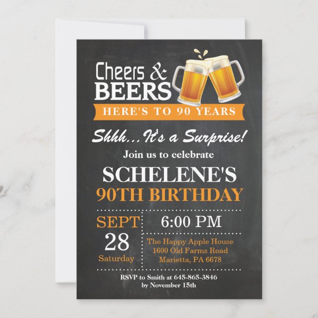 Convite de Aniversário para 90 de Saúde e Cervejas (Frente)
