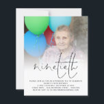 Convite de Aniversário para 90 de Script de Sobrep<br><div class="desc">Um valor para o alternativo do ORÇAMENTO em tamanho menor de 4, 5 x 5, 6" de semirbrilho de 110 lbs, que é de espessura semelhante a um cartão postal (no entanto, não é adequado para uso como cartão postal). POR FAVOR, OBSERVE QUE HÁ UM convite por folha. Convite de...</div>