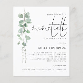 Convite de Aniversário para 90 de Script Eucalyptu