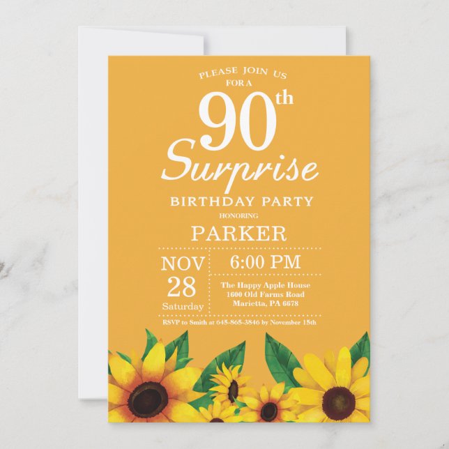 Convite de Aniversário para 90 de Surpresa de Gira (Frente)