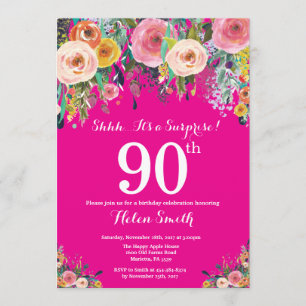 Convite de Aniversário para 90 de Surpresa Floral 