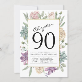 Convite de Aniversário para 90 Floral