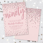 Convite de Aniversário para 90 Rosa Esbranquiçado<br><div class="desc">Apresentando um convite de aniversário chic e comemorativo, perfeito para marcar este marco especial no estilo. O elegante design apresenta uma mistura de bugigangas prateadas, adicionando um toque de diversão e festividade. No topo, "Noventa" é exibido com destaque na caligrafia em negrito, definindo o tom para uma celebração inesquecível. O...</div>