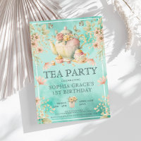 Convite de Aniversário para a Festa de Chá de Flor