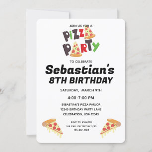 Convite de Aniversário para a Festa de Pizza para 