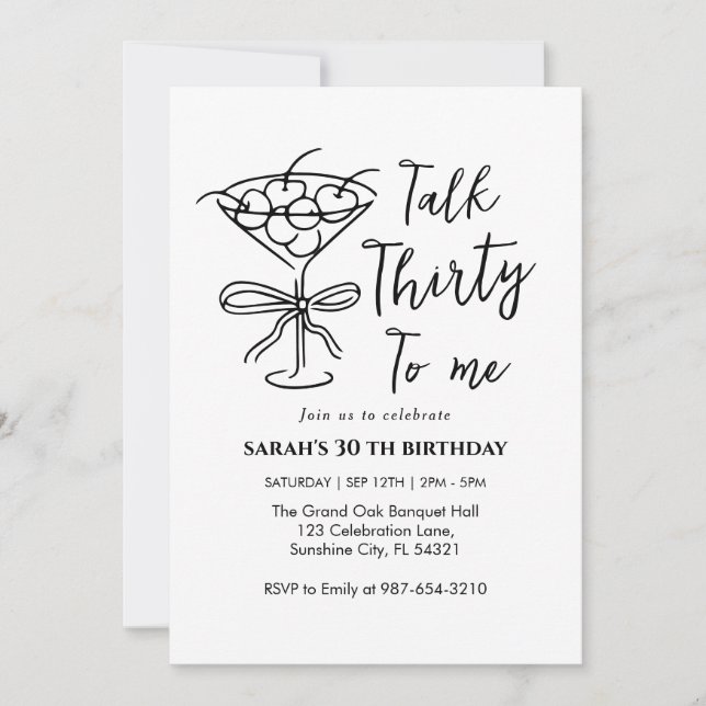 Convite de Aniversário para a Garota do Talk Thirt (Frente)