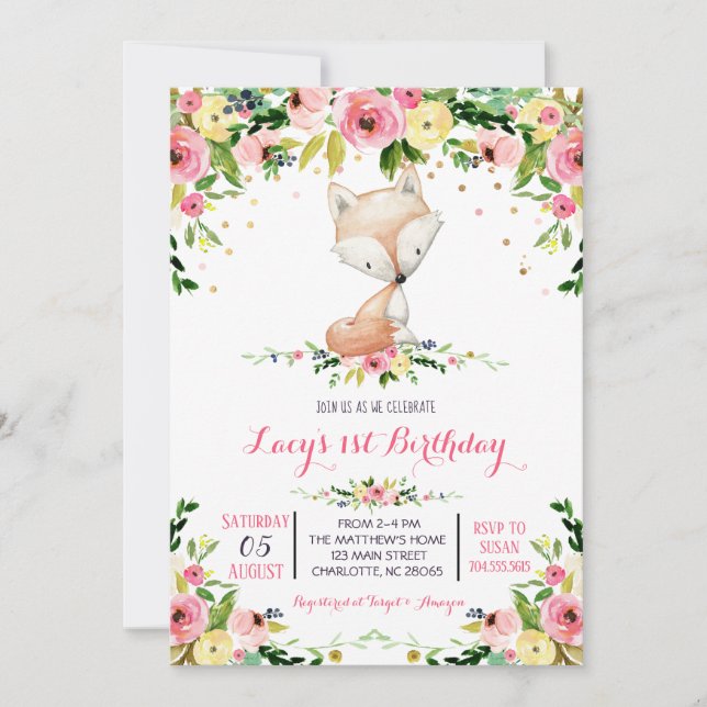 convite de aniversário para a garota Woodland (Frente)